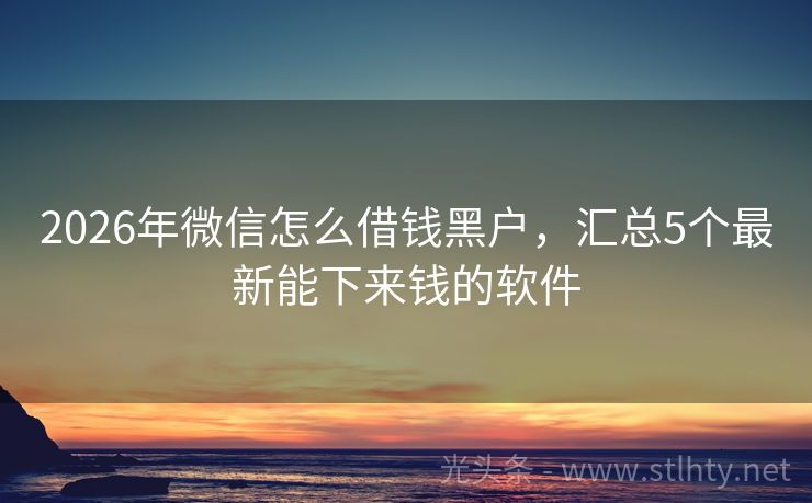 2026年微信怎么借钱黑户，汇总5个最新能下来钱的软件