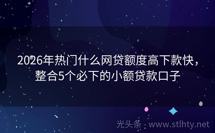 2026年热门什么网贷额度高下款快，整合5个必下的小额贷款口子