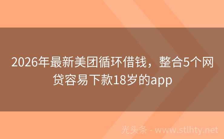 2026年最新美团循环借钱，整合5个网贷容易下款18岁的app