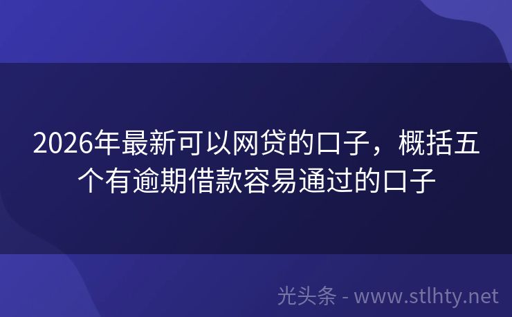 2026年最新可以网贷的口子，概括五个有逾期借款容易通过的口子