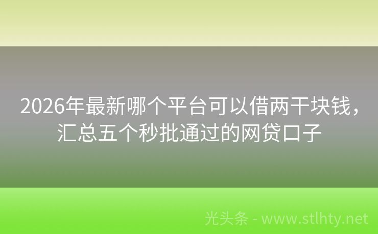 2026年最新哪个平台可以借两干块钱，汇总五个秒批通过的网贷口子
