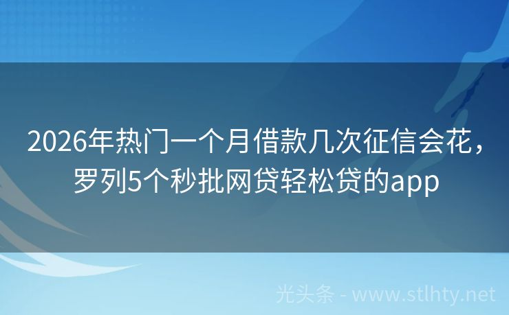 2026年热门一个月借款几次征信会花，罗列5个秒批网贷轻松贷的app