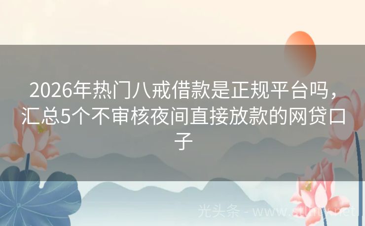 2026年热门八戒借款是正规平台吗，汇总5个不审核夜间直接放款的网贷口子