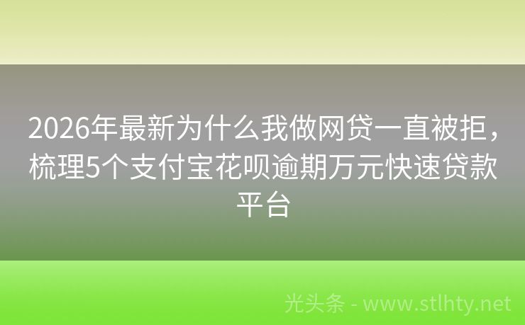2026年最新为什么我做网贷一直被拒，梳理5个支付宝花呗逾期万元快速贷款平台