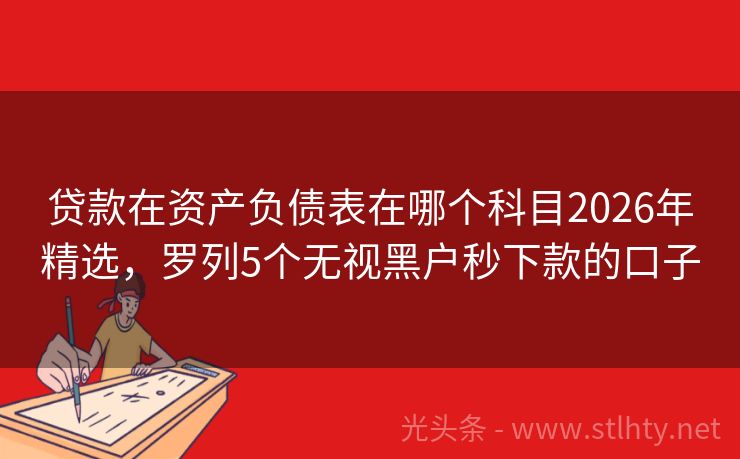 贷款在资产负债表在哪个科目2026年精选，罗列5个无视黑户秒下款的口子