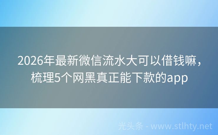 2026年最新微信流水大可以借钱嘛，梳理5个网黑真正能下款的app
