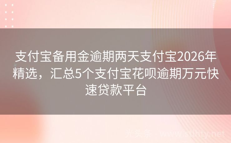 支付宝备用金逾期两天支付宝2026年精选，汇总5个支付宝花呗逾期万元快速贷款平台