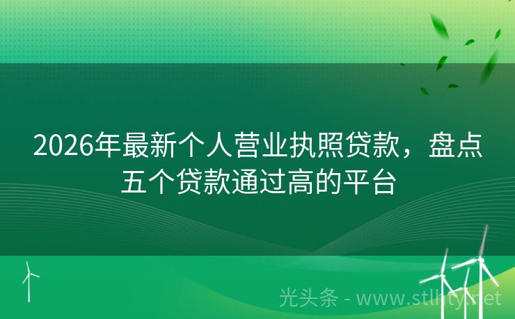 2026年最新个人营业执照贷款，盘点五个贷款通过高的平台