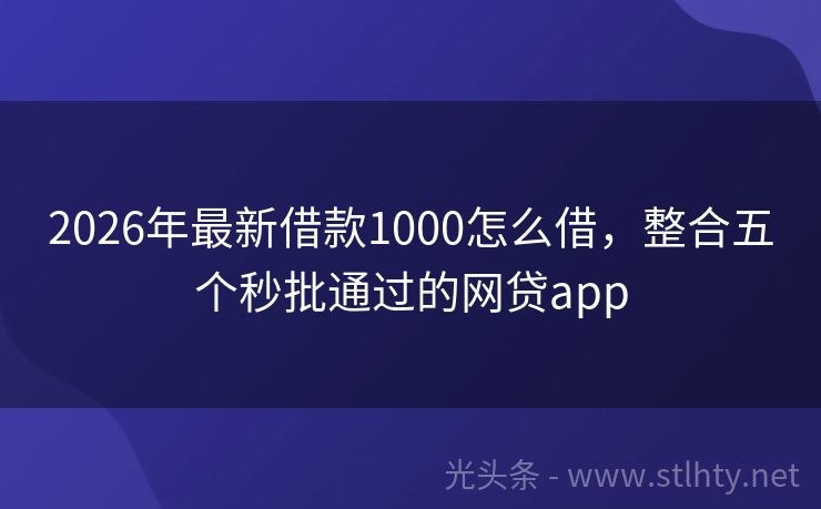 2026年最新借款1000怎么借，整合五个秒批通过的网贷app