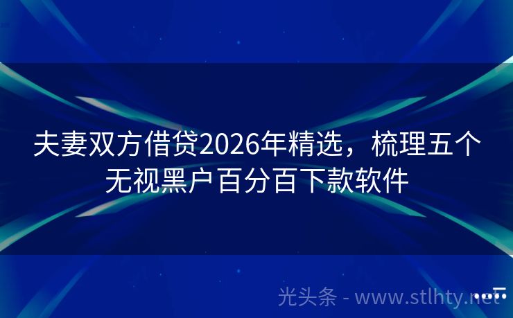 夫妻双方借贷2026年精选，梳理五个无视黑户百分百下款软件