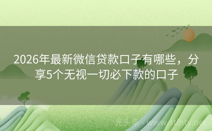 2026年最新微信贷款口子有哪些，分享5个无视一切必下款的口子