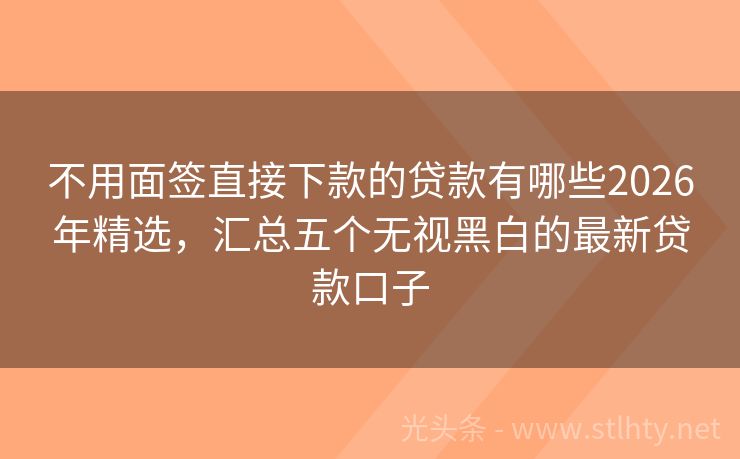 不用面签直接下款的贷款有哪些2026年精选，汇总五个无视黑白的最新贷款口子