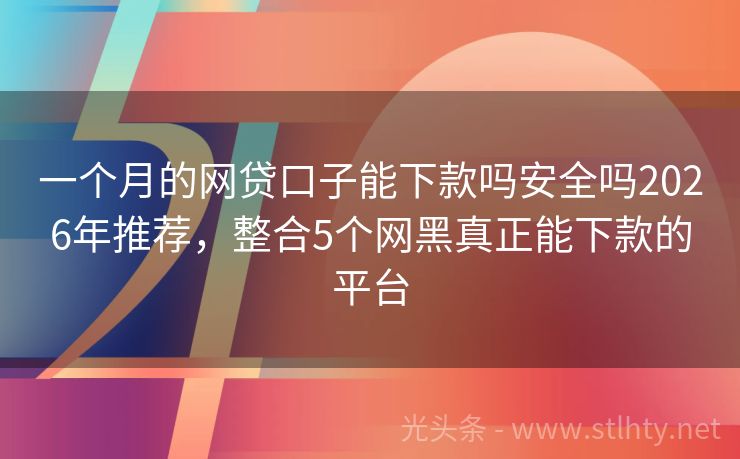 一个月的网贷口子能下款吗安全吗2026年推荐，整合5个网黑真正能下款的平台