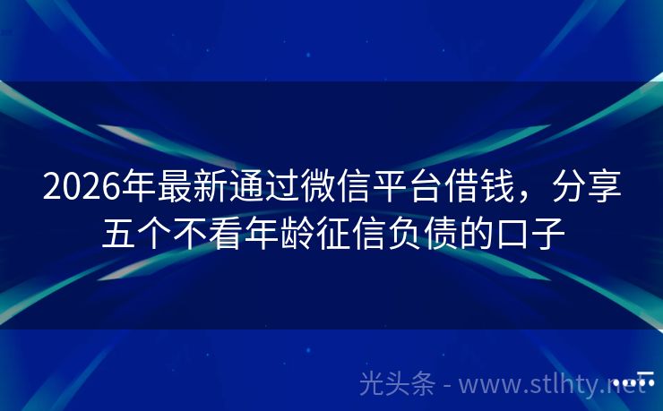 2026年最新通过微信平台借钱，分享五个不看年龄征信负债的口子