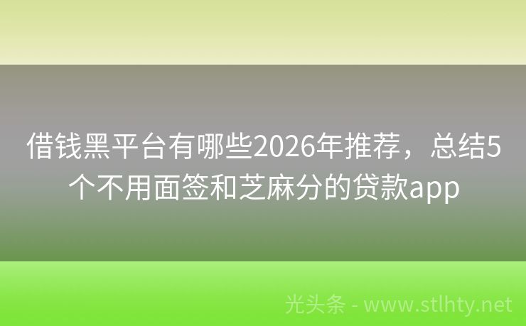 借钱黑平台有哪些2026年推荐，总结5个不用面签和芝麻分的贷款app