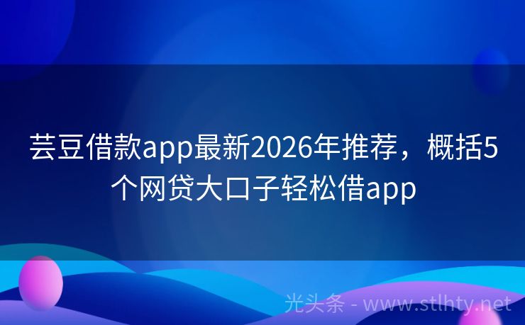 芸豆借款app最新2026年推荐，概括5个网贷大口子轻松借app