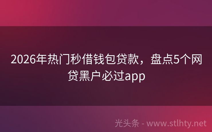 2026年热门秒借钱包贷款，盘点5个网贷黑户必过app