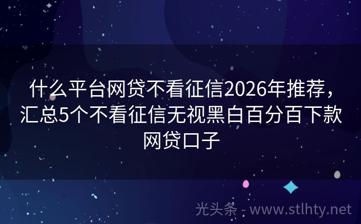 什么平台网贷不看征信2026年推荐，汇总5个不看征信无视黑白百分百下款网贷口子