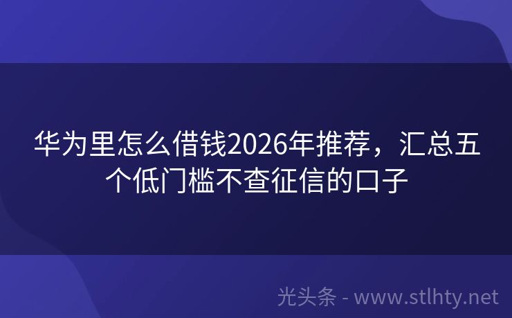 华为里怎么借钱2026年推荐，汇总五个低门槛不查征信的口子