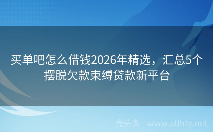 买单吧怎么借钱2026年精选，汇总5个摆脱欠款束缚贷款新平台