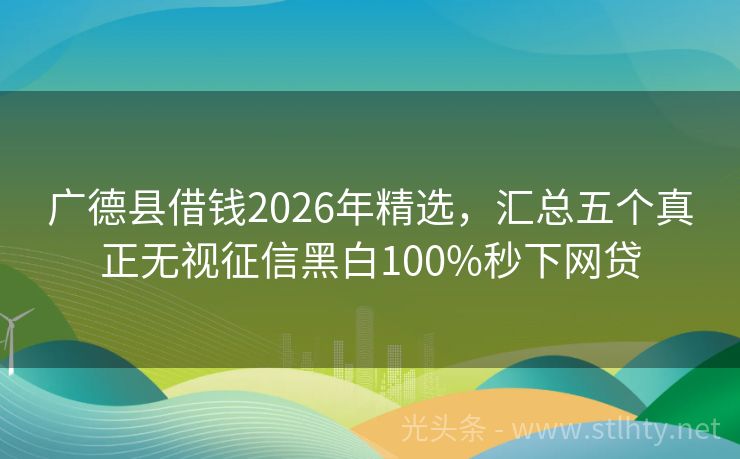 广德县借钱2026年精选，汇总五个真正无视征信黑白100%秒下网贷
