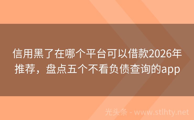 信用黑了在哪个平台可以借款2026年推荐，盘点五个不看负债查询的app