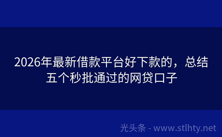 2026年最新借款平台好下款的，总结五个秒批通过的网贷口子