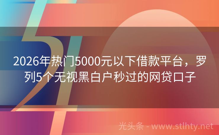 2026年热门5000元以下借款平台，罗列5个无视黑白户秒过的网贷口子