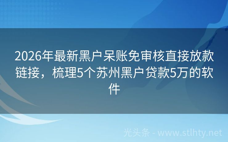 2026年最新黑户呆账免审核直接放款链接，梳理5个苏州黑户贷款5万的软件
