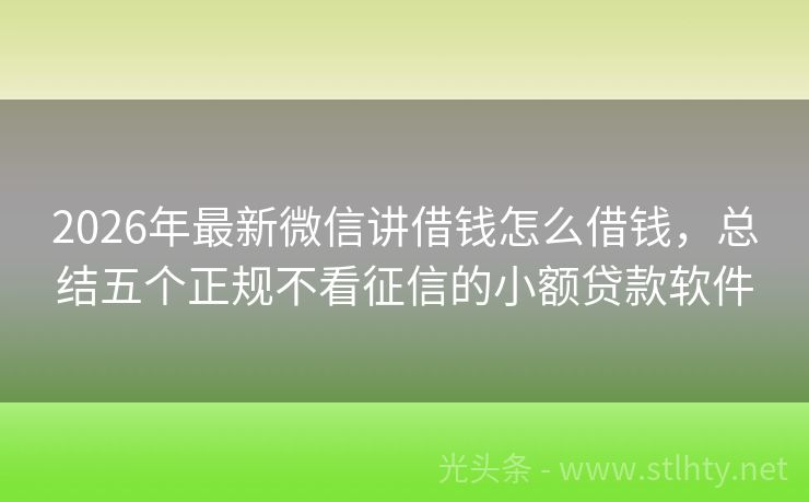 2026年最新微信讲借钱怎么借钱，总结五个正规不看征信的小额贷款软件
