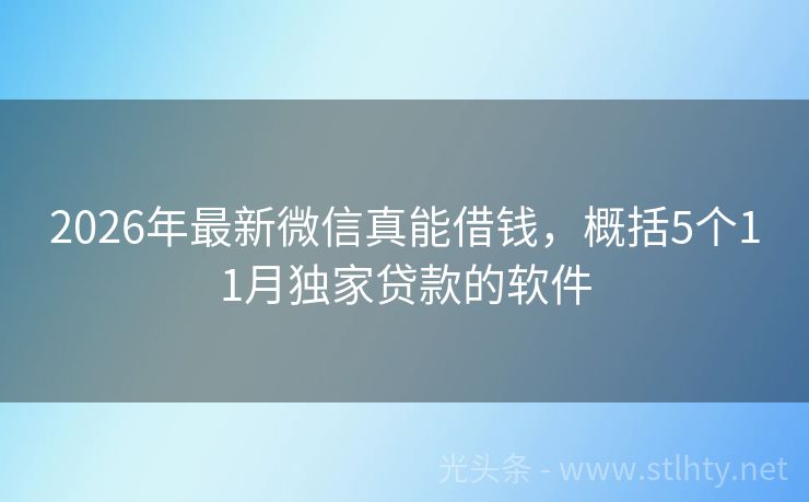 2026年最新微信真能借钱，概括5个11月独家贷款的软件