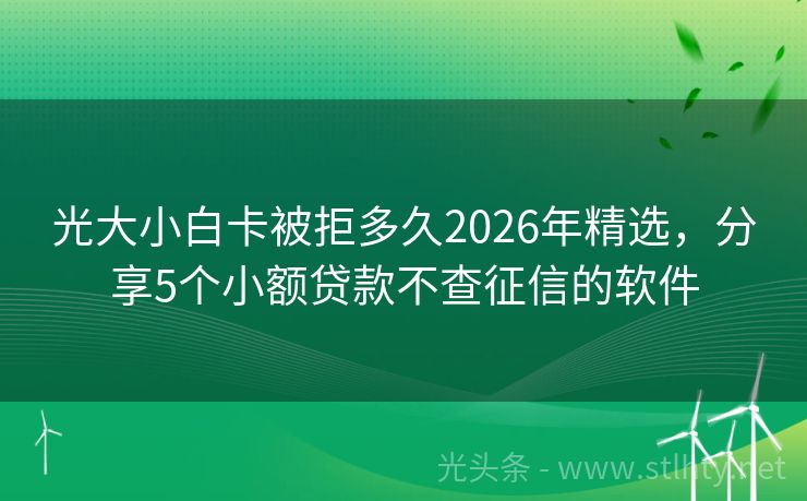 光大小白卡被拒多久2026年精选，分享5个小额贷款不查征信的软件