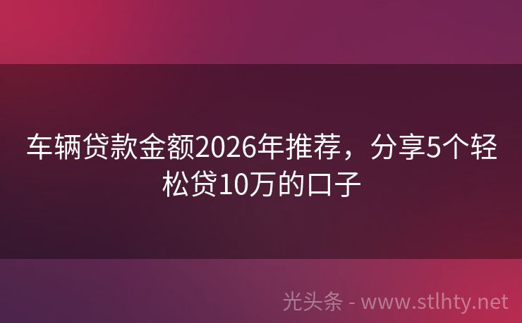 车辆贷款金额2026年推荐，分享5个轻松贷10万的口子