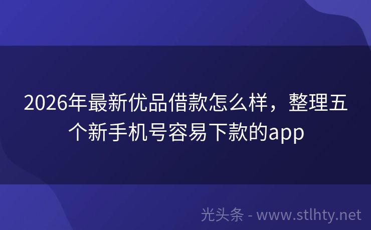 2026年最新优品借款怎么样，整理五个新手机号容易下款的app