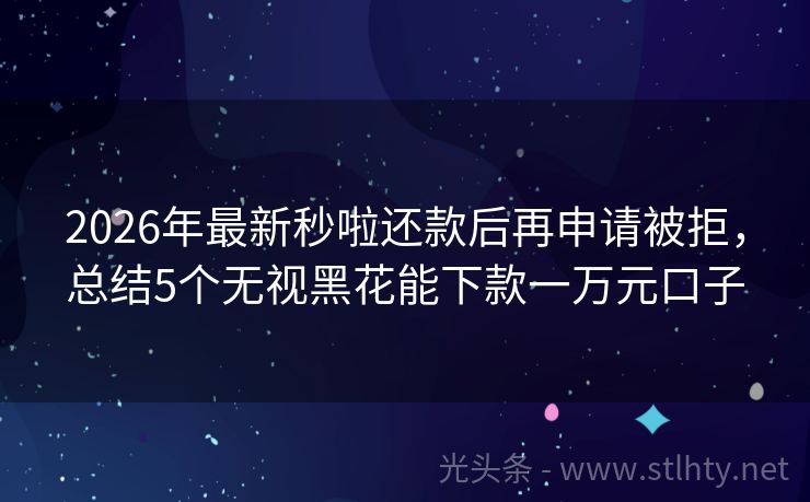 2026年最新秒啦还款后再申请被拒，总结5个无视黑花能下款一万元口子