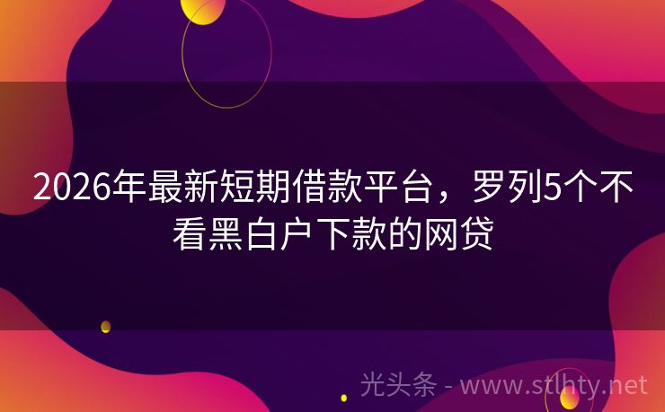 2026年最新短期借款平台，罗列5个不看黑白户下款的网贷