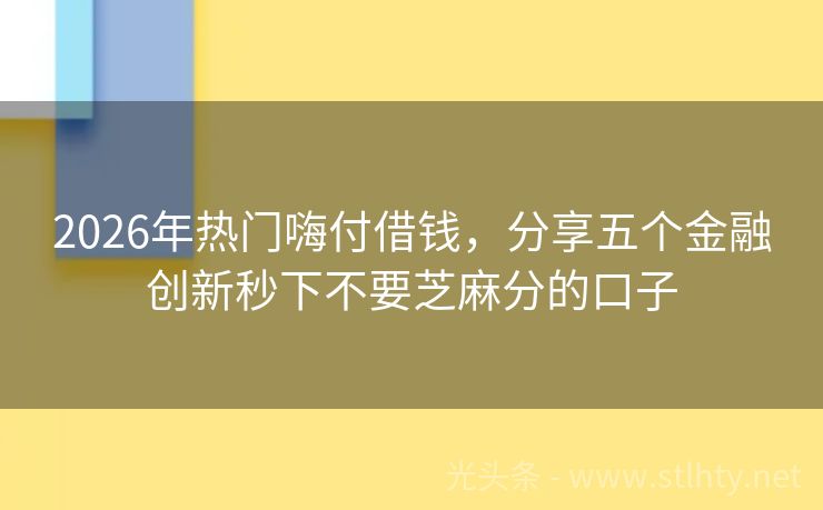 2026年热门嗨付借钱，分享五个金融创新秒下不要芝麻分的口子