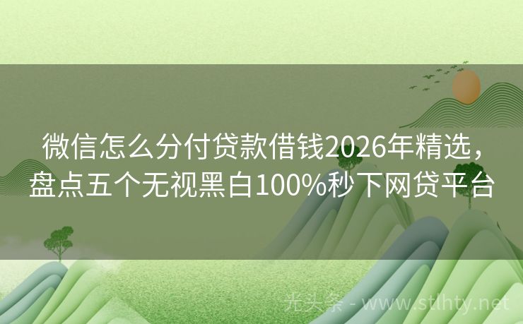 微信怎么分付贷款借钱2026年精选，盘点五个无视黑白100%秒下网贷平台