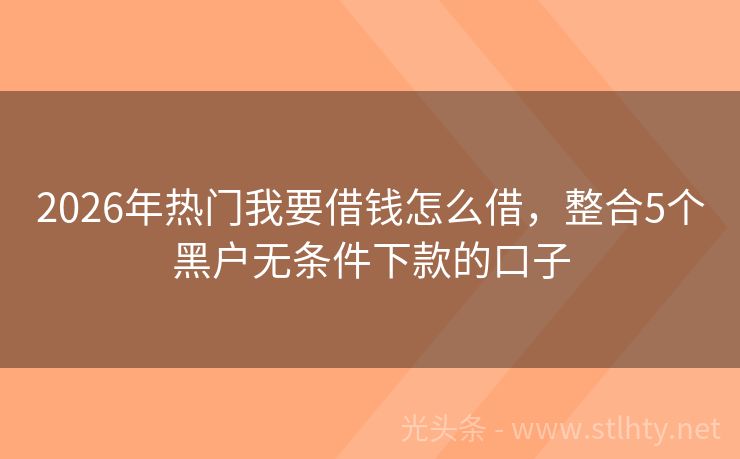 2026年热门我要借钱怎么借，整合5个黑户无条件下款的口子
