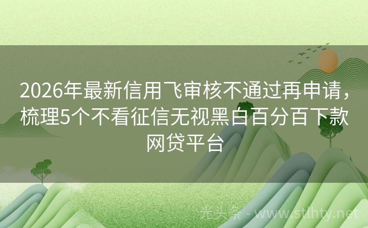 2026年最新信用飞审核不通过再申请，梳理5个不看征信无视黑白百分百下款网贷平台