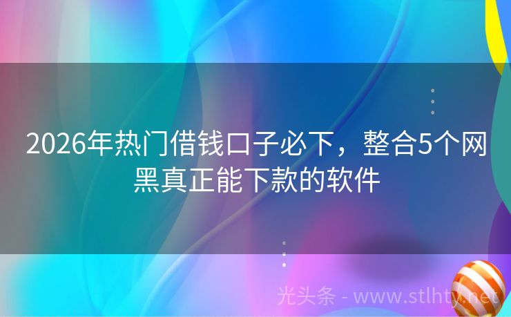 2026年热门借钱口子必下，整合5个网黑真正能下款的软件