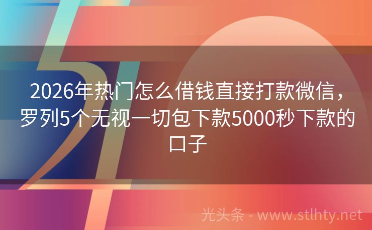 2026年热门怎么借钱直接打款微信，罗列5个无视一切包下款5000秒下款的口子