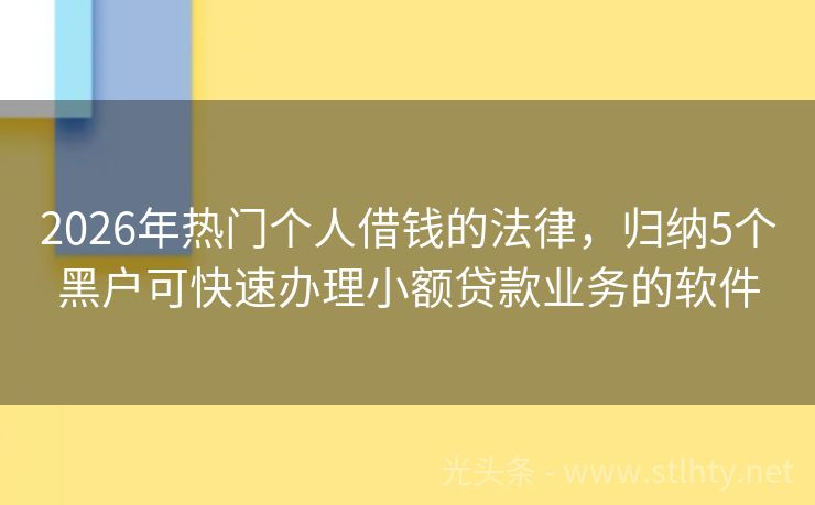 2026年热门个人借钱的法律，归纳5个黑户可快速办理小额贷款业务的软件