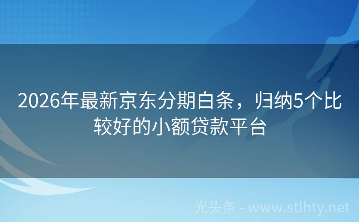 2026年最新京东分期白条，归纳5个比较好的小额贷款平台