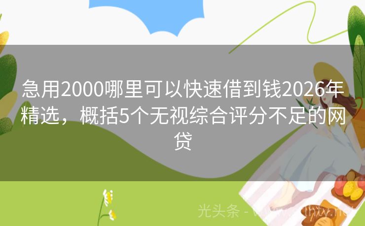 急用2000哪里可以快速借到钱2026年精选，概括5个无视综合评分不足的网贷