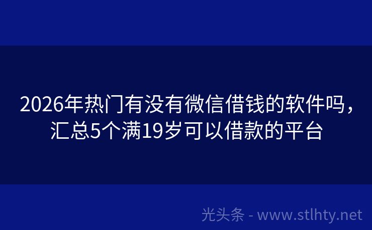 2026年热门有没有微信借钱的软件吗，汇总5个满19岁可以借款的平台