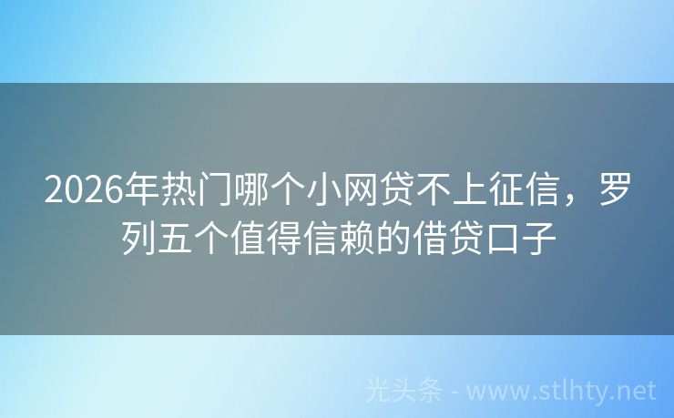 2026年热门哪个小网贷不上征信，罗列五个值得信赖的借贷口子