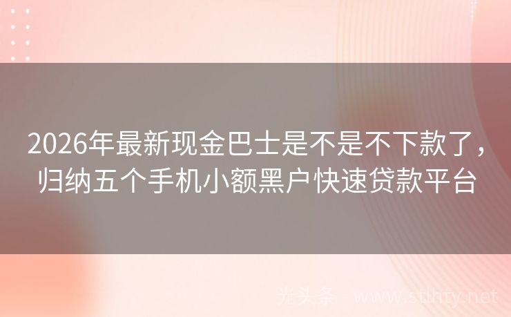 2026年最新现金巴士是不是不下款了，归纳五个手机小额黑户快速贷款平台