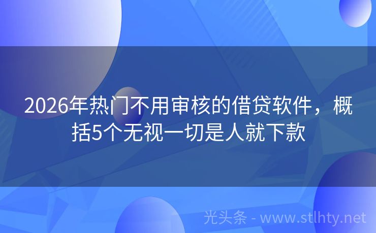2026年热门不用审核的借贷软件，概括5个无视一切是人就下款