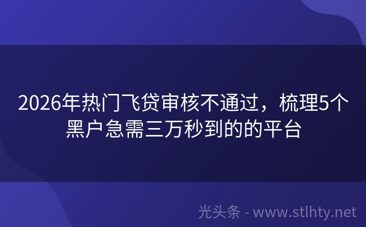2026年热门飞贷审核不通过，梳理5个黑户急需三万秒到的的平台